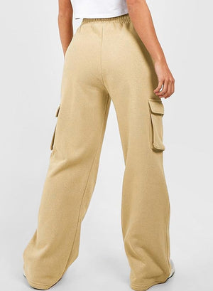 Drawstring wide leg cargo pants