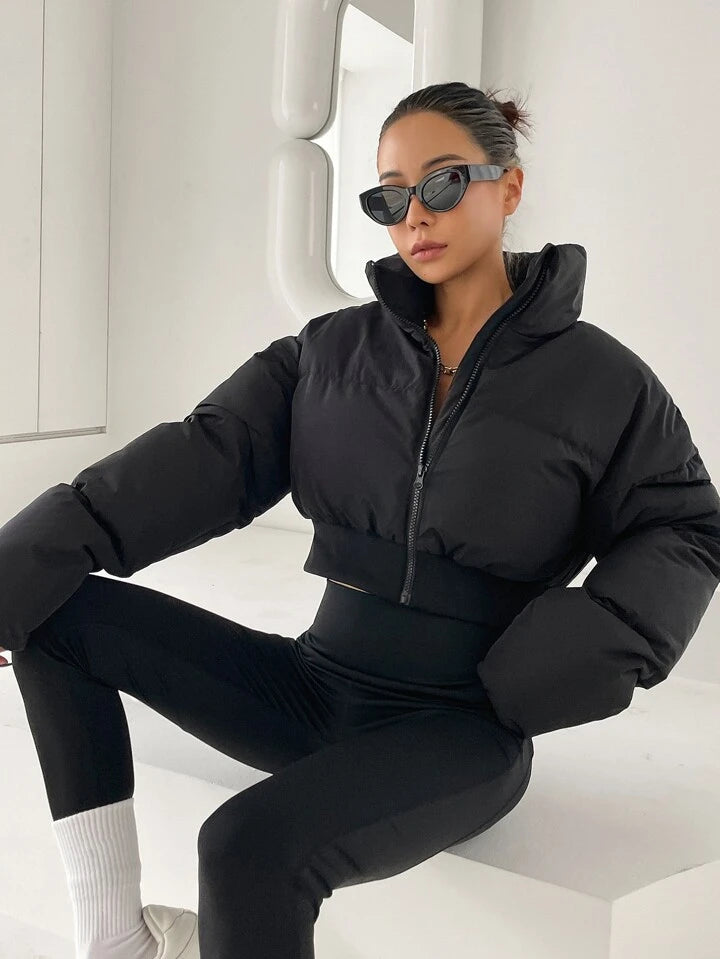 11 Drop shoulder Sleeve Zip Up Crop Jacket