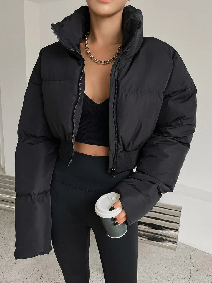 11 Drop shoulder Sleeve Zip Up Crop Jacket
