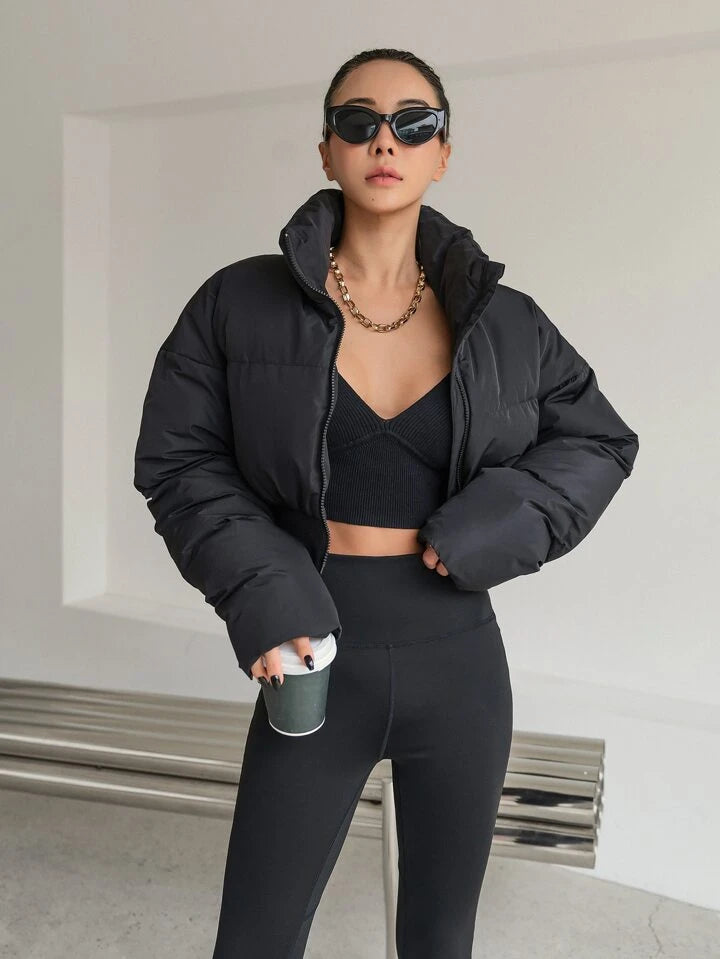 11 Drop shoulder Sleeve Zip Up Crop Jacket