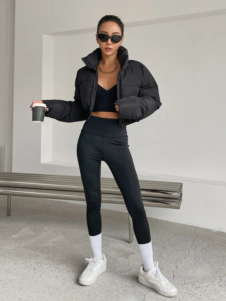 11 Drop shoulder Sleeve Zip Up Crop Jacket