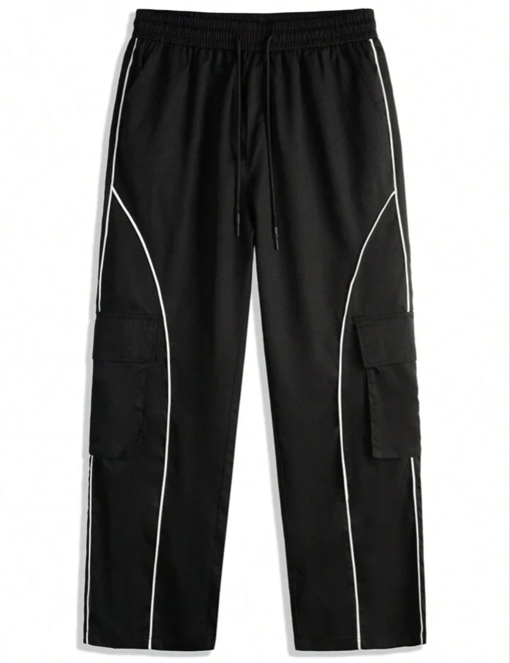 Loose-Fitting Men's Casual Patchwork Pants With Side Seam And Flip Pockets