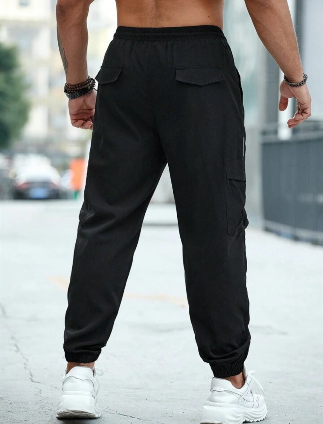 Men's Reflective Simple Design Multi-Pocket Casual Cargo Pant