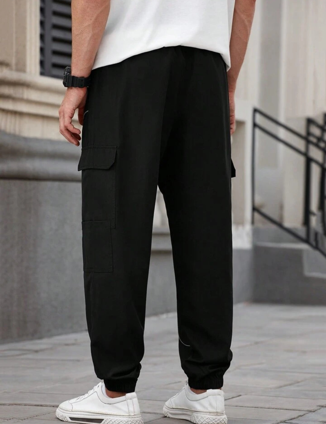 Men's Reflective Simple Design Multi-Pocket Casual Cargo Pant