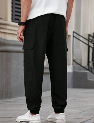 Men's Reflective round Design Multi-Pocket Casual Cargo Pant