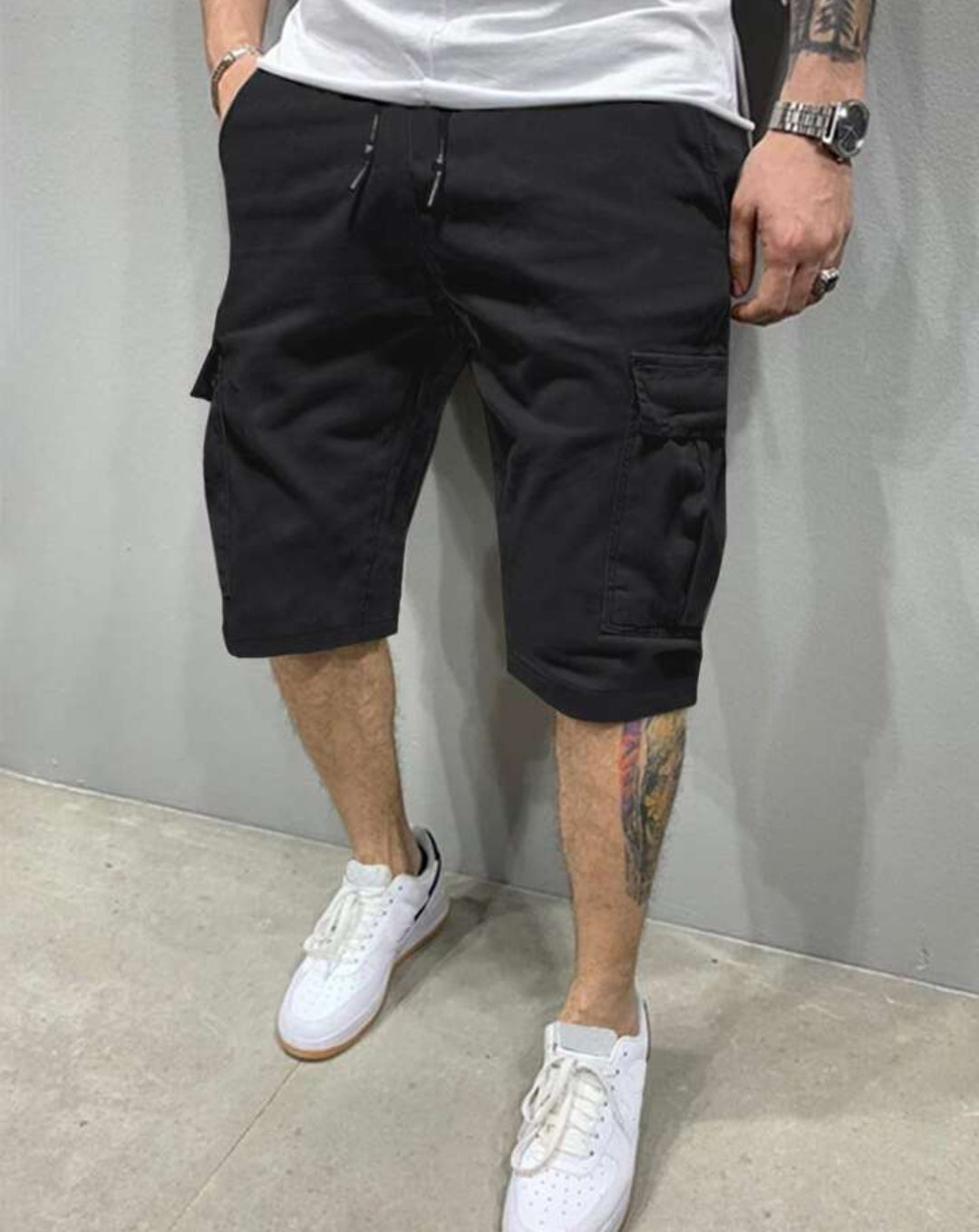 Flip Pocket Drawstring Waist Shorts