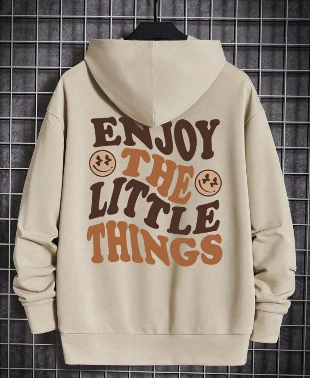 Oversized Men's Hoodie With Slogan & Cartoon Face Print And Drop Shoulders