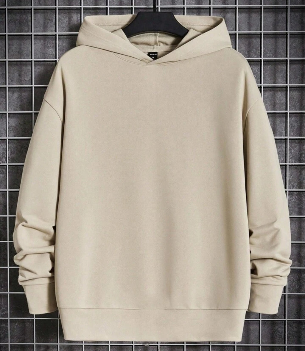 Oversized Men's Hoodie With Slogan & Cartoon Face Print And Drop Shoulders