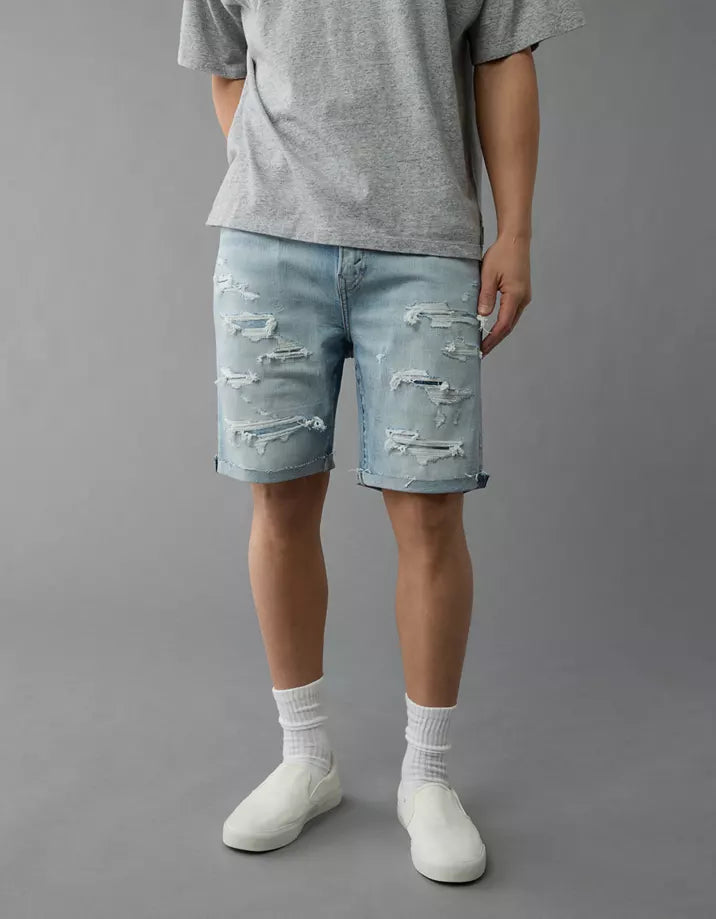 Patched Denim Short