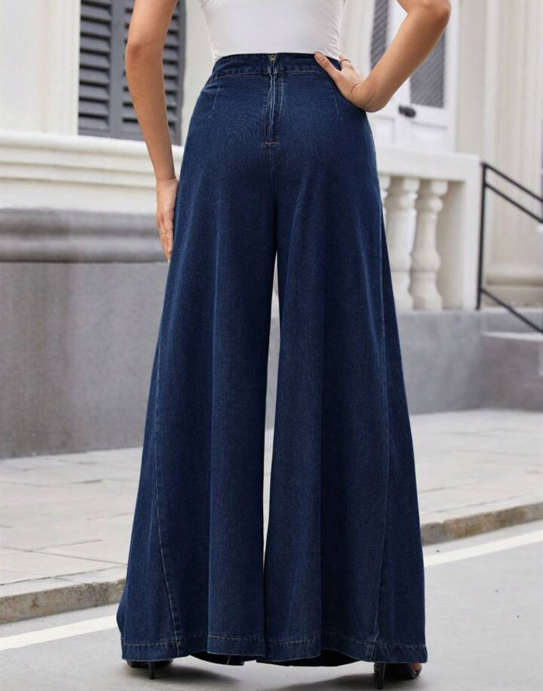 Women's Pleated Casual Wide-Leg Jeans